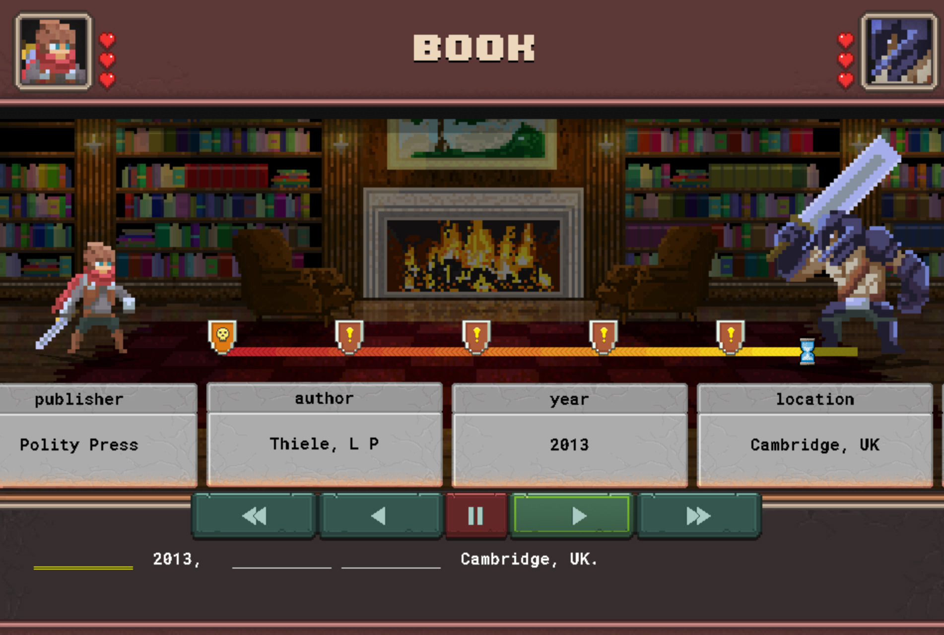 Screenshot of boss section in the RefQuest game